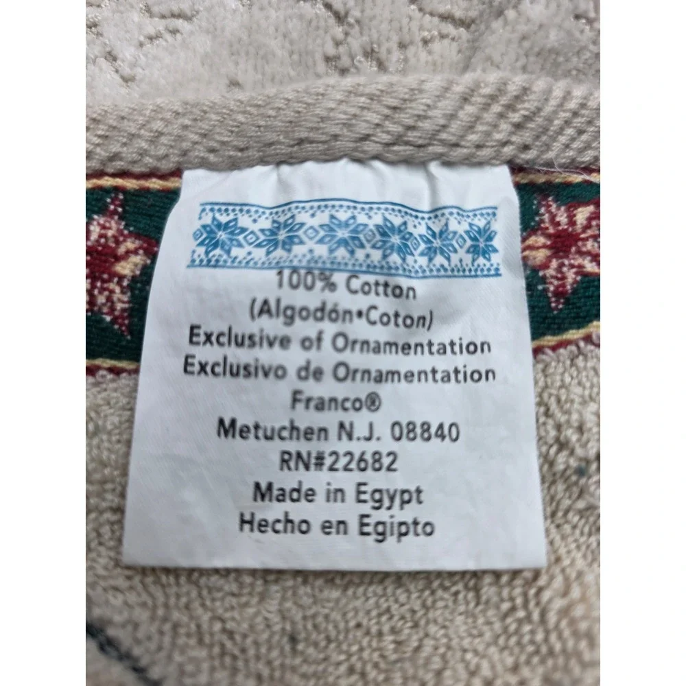 Franco Christmas Angel Hand Towel Washcloth Set Cotton Cream Holiday Cottagecore